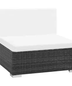 vidaXL 7 Piece Garden Lounge Set with Cushions Poly Rattan Black