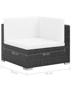 vidaXL 7 Piece Garden Lounge Set with Cushions Poly Rattan Black