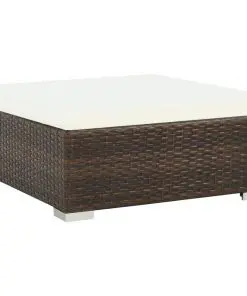 vidaXL 7 Piece Garden Lounge Set with Cushions Poly Rattan Brown
