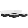 vidaXL 6 Piece Garden Lounge Set with Cushions Poly Rattan Black