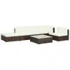 vidaXL 6 Piece Garden Lounge Set with Cushions Poly Rattan Brown