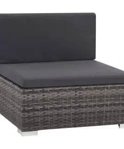 vidaXL 6 Piece Garden Lounge Set with Cushions Poly Rattan Grey