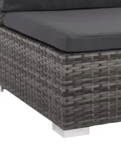 vidaXL 6 Piece Garden Lounge Set with Cushions Poly Rattan Grey