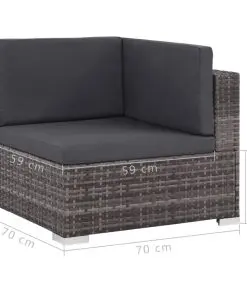 vidaXL 6 Piece Garden Lounge Set with Cushions Poly Rattan Grey