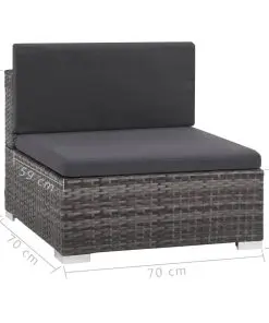 vidaXL 6 Piece Garden Lounge Set with Cushions Poly Rattan Grey