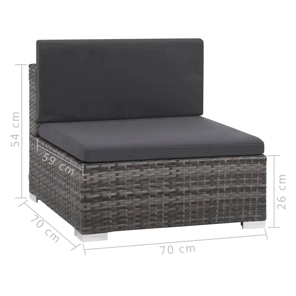 vidaXL 6 Piece Garden Lounge Set with Cushions Poly Rattan Grey