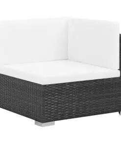 vidaXL 8 Piece Garden Lounge Set with Cushions Poly Rattan Black