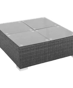 vidaXL 8 Piece Garden Lounge Set with Cushions Poly Rattan Black