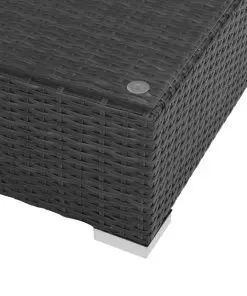 vidaXL 8 Piece Garden Lounge Set with Cushions Poly Rattan Black