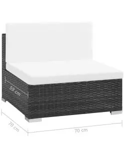 vidaXL 8 Piece Garden Lounge Set with Cushions Poly Rattan Black