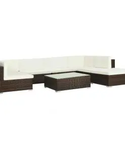 vidaXL 8 Piece Garden Lounge Set with Cushions Poly Rattan Brown