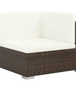 vidaXL 8 Piece Garden Lounge Set with Cushions Poly Rattan Brown