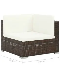 vidaXL 8 Piece Garden Lounge Set with Cushions Poly Rattan Brown