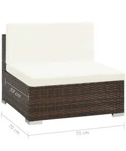 vidaXL 8 Piece Garden Lounge Set with Cushions Poly Rattan Brown