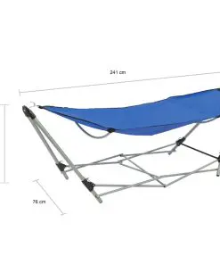 vidaXL Hammock with Foldable Stand Blue