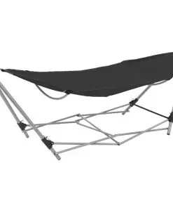 vidaXL Hammock with Foldable Stand Black