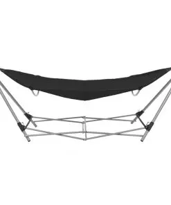 vidaXL Hammock with Foldable Stand Black