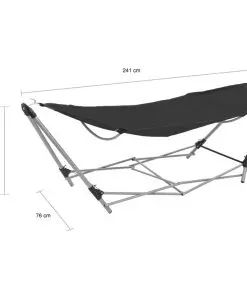 vidaXL Hammock with Foldable Stand Black