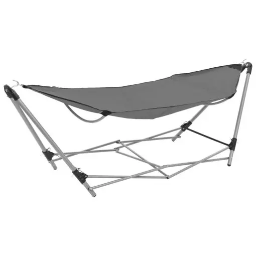 vidaXL Hammock with Foldable Stand Grey