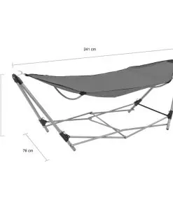 vidaXL Hammock with Foldable Stand Grey