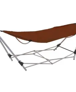 vidaXL Hammock with Foldable Stand Brown