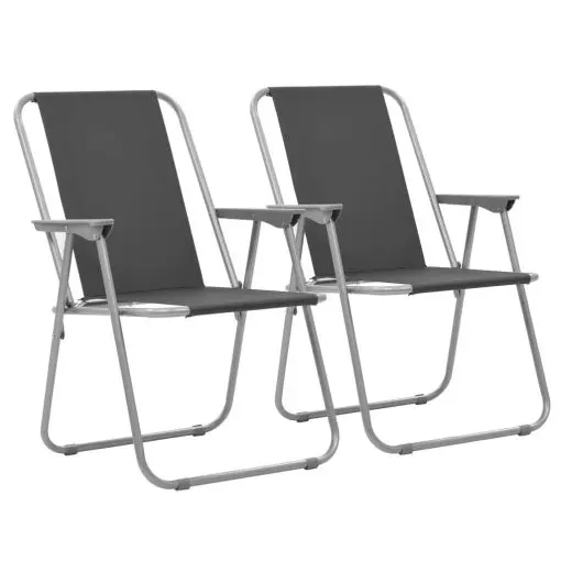 vidaXL Folding Camping Chairs 2 pcs 52x59x80 cm Grey