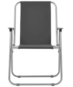 vidaXL Folding Camping Chairs 2 pcs 52x59x80 cm Grey
