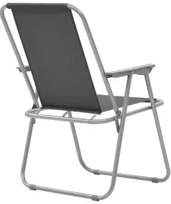 vidaXL Folding Camping Chairs 2 pcs 52x59x80 cm Grey