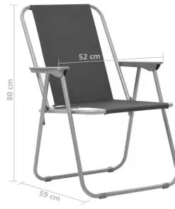 vidaXL Folding Camping Chairs 2 pcs 52x59x80 cm Grey