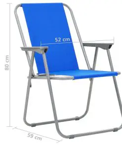 vidaXL Folding Camping Chairs 2 pcs 52x59x80 cm Blue