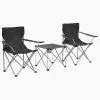 vidaXL Camping Table and Chair Set 3 Pieces Grey