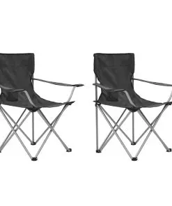 vidaXL Camping Table and Chair Set 3 Pieces Grey