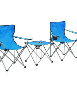 vidaXL Camping Table and Chair Set 3 Pieces Blue