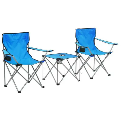 vidaXL Camping Table and Chair Set 3 Pieces Blue