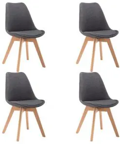 vidaXL Dining Chairs 4 pcs Dark Grey Fabric
