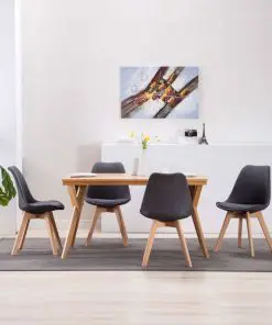 vidaXL Dining Chairs 4 pcs Dark Grey Fabric