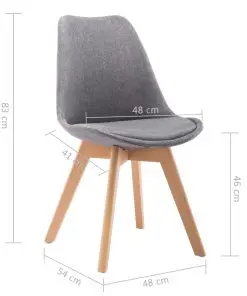 vidaXL Dining Chairs 2 pcs Light Grey Fabric