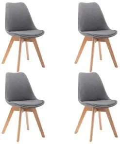 vidaXL Dining Chairs 4 pcs Light Grey Fabric