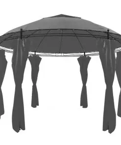 vidaXL Gazebo with Curtains Round 3.5×2.7 m Anthracite
