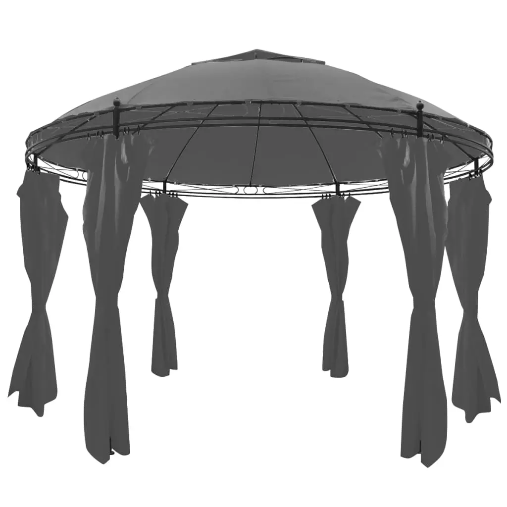 vidaXL Gazebo with Curtains Round 3.5×2.7 m Anthracite
