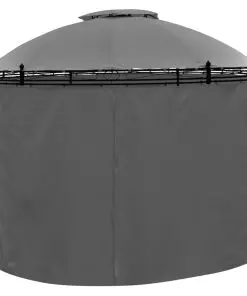 vidaXL Gazebo with Curtains Round 3.5×2.7 m Anthracite