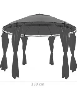 vidaXL Gazebo with Curtains Round 3.5×2.7 m Anthracite