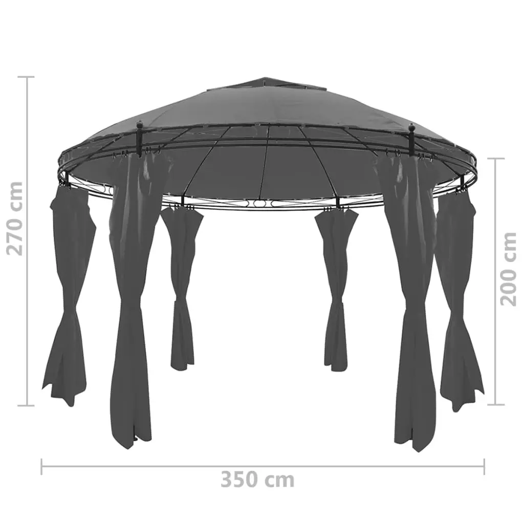 vidaXL Gazebo with Curtains Round 3.5×2.7 m Anthracite