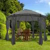 vidaXL Gazebo with Curtains Round 3.5×2.7 m Anthracite