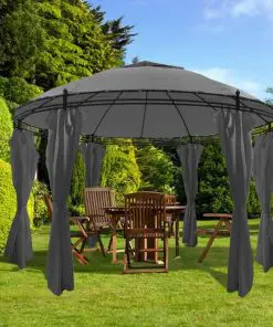 vidaXL Gazebo with Curtains Round 3.5×2.7 m Anthracite