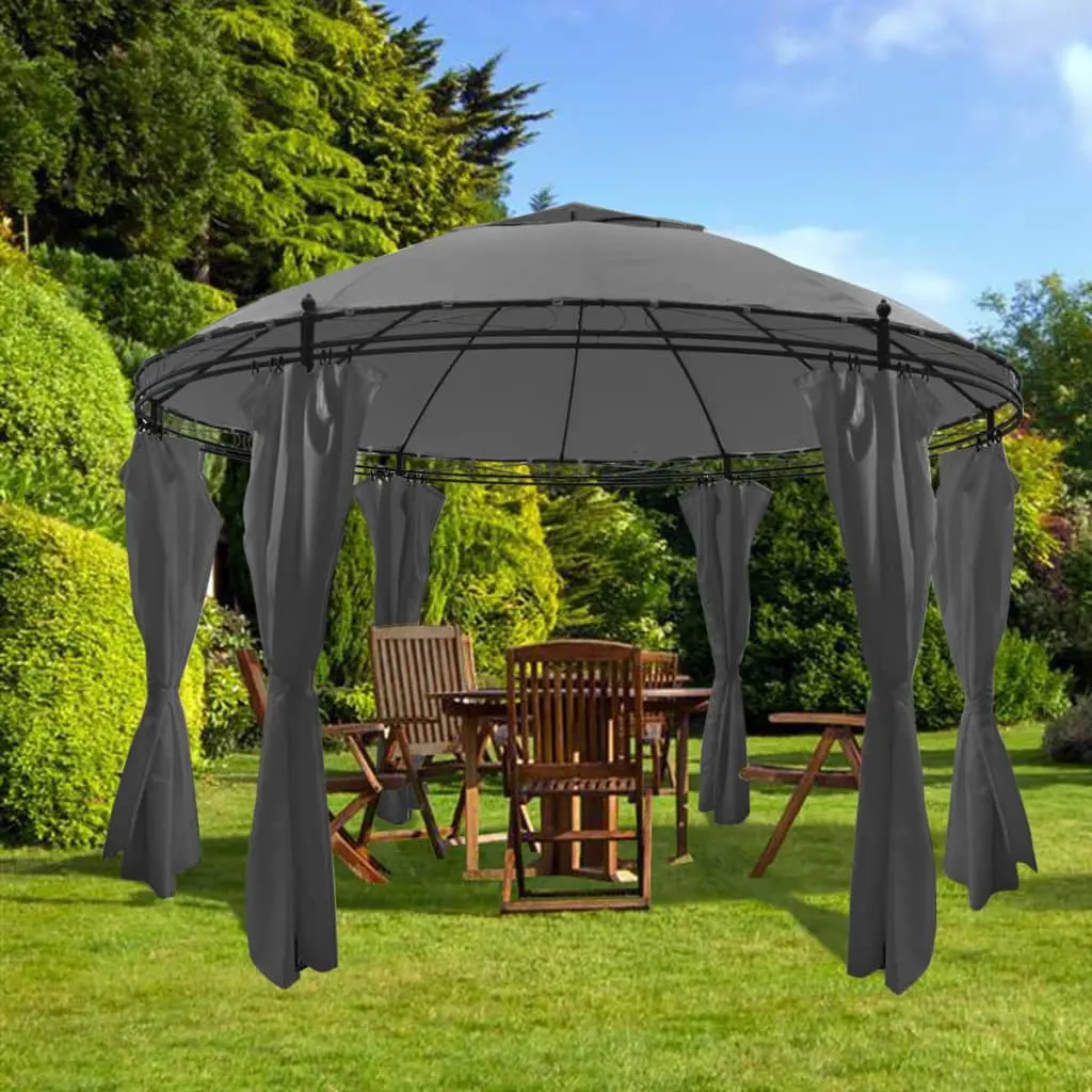 vidaXL Gazebo with Curtains Round 3.5×2.7 m Anthracite