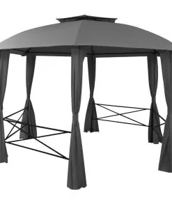 vidaXL Garden Marquee Pavilion Tent with Curtains Hexagonal 360×265 cm