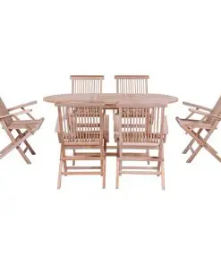 vidaXL 7 Piece Folding Outdoor Dining Set Solid Teak Wood