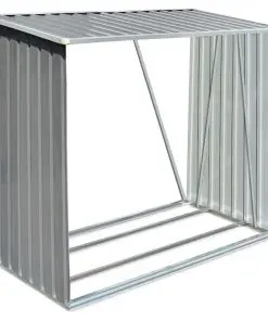 vidaXL Garden Log Storage Shed Galvanised Steel 163x83x154 cm Grey