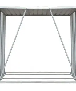 vidaXL Garden Log Storage Shed Galvanised Steel 163x83x154 cm Grey